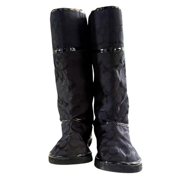 Coach Black Boots | Signature Logo Fur Lined Winter Boots Wear Tall or Cuffed - Picture 3 of 9